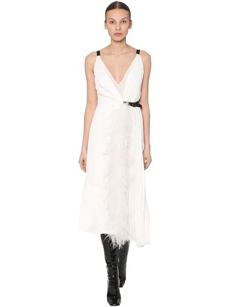 prada white sundress|Prada pleated dress.